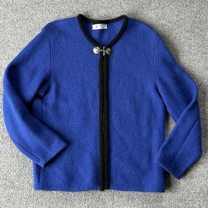 Vintage Obermeyer Sweater Cardigan Womens Medium Blue Wool Ski Bavaria Germany